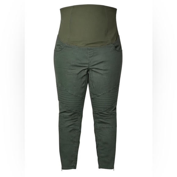 Isabel Maternity Moto Jeggings Olive Green Size 8 Full Panel Ankle Zip - Picture 5 of 12